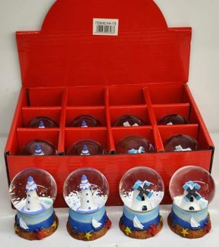 Mini Işıklı Deniz Feneri Yel Değirmeni Temalı Cam Kar Küresi