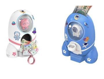 Roket Şeklinde Kumbara Çocuklara ve Büyüklere Para Tasarruf Kutusu