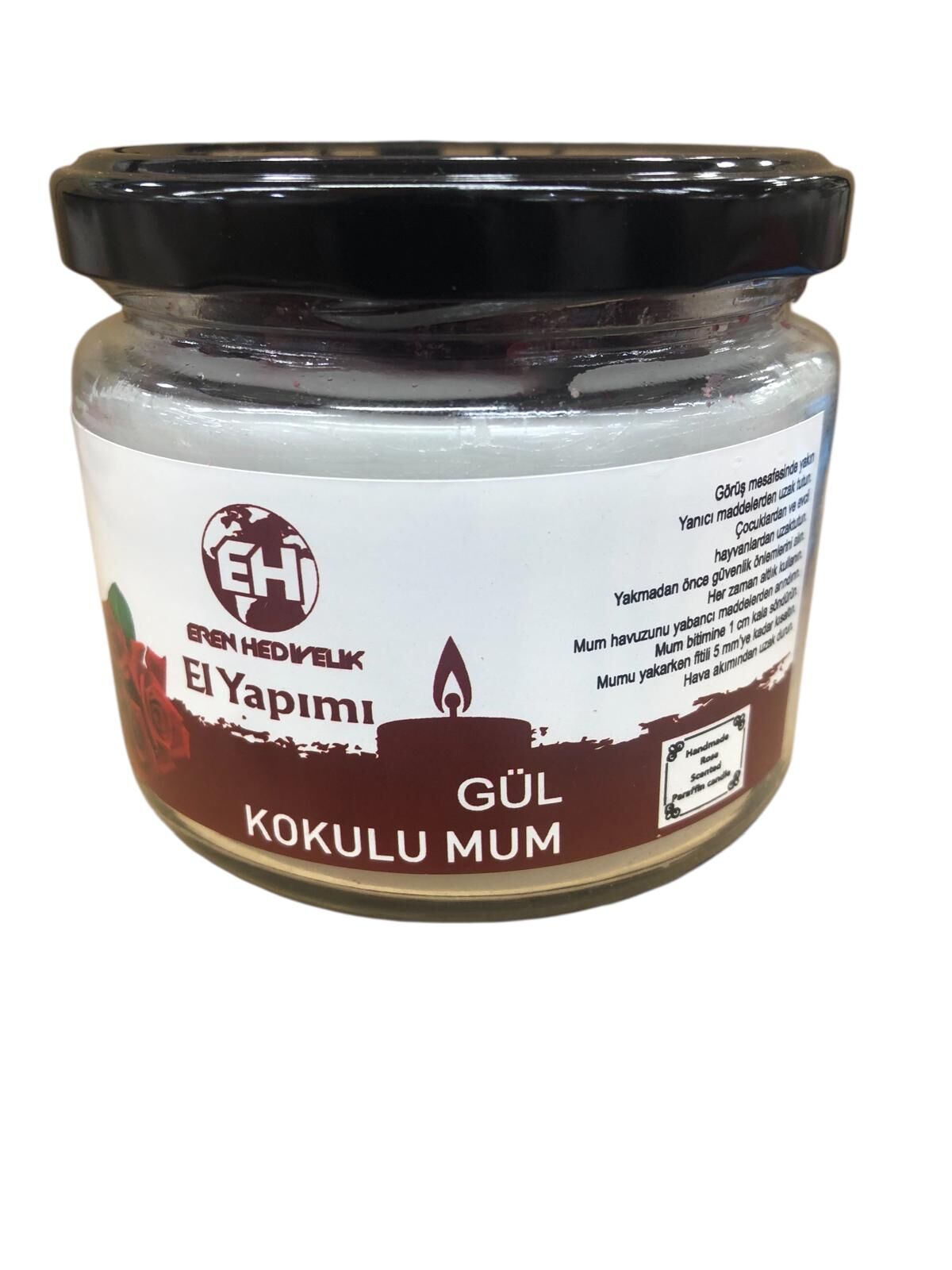 Cam Kavanozda Gül Kokulu Mum