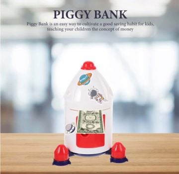 Roket Temalı Kumbara Çocuklara ve Büyüklere Para Tasarruf Kutusu