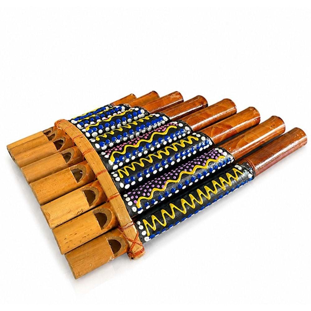 Bambu Batikli Pan Flüt Müzik Aleti (21 cm x 12 cm)