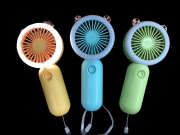 Işıklı Kulaklı Mini Usb Şarjlı Masa Fanı El Fanı