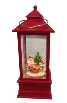Dekoratif Işıklı Noel Baba Kardan Adam Sulu Simli Motorlu Yılbaşı Biblosu