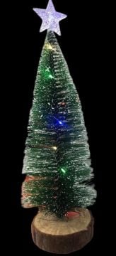 Dekoratif Mini Işıklı Yıldızlı Çam Ağacı Yılbaşı Biblosu (30 cm)
