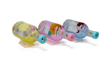 Işıklı Renkli Şişe Şeklinde Batmayan Ayıcık Tasarımlı Biblo