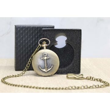 Kutulu Çapa Temalı Köstekli Cep Saati