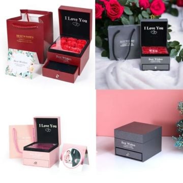 Sevgiliye Çekmeceli Güllü Takı Kutusu