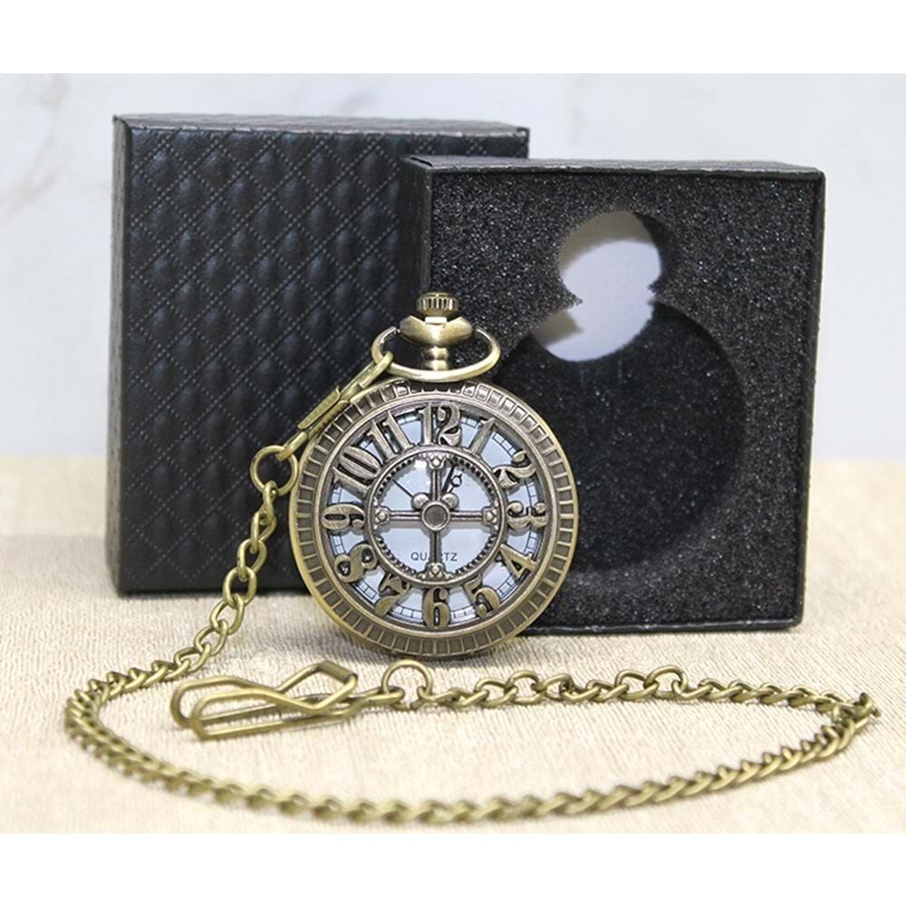 Kutulu Rakamlı Temalı Köstekli Cep Saati