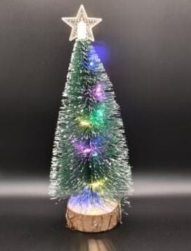 Dekoratif Mini Işıklı Yıldızlı Çam Ağacı Yılbaşı Biblosu (20 cm)