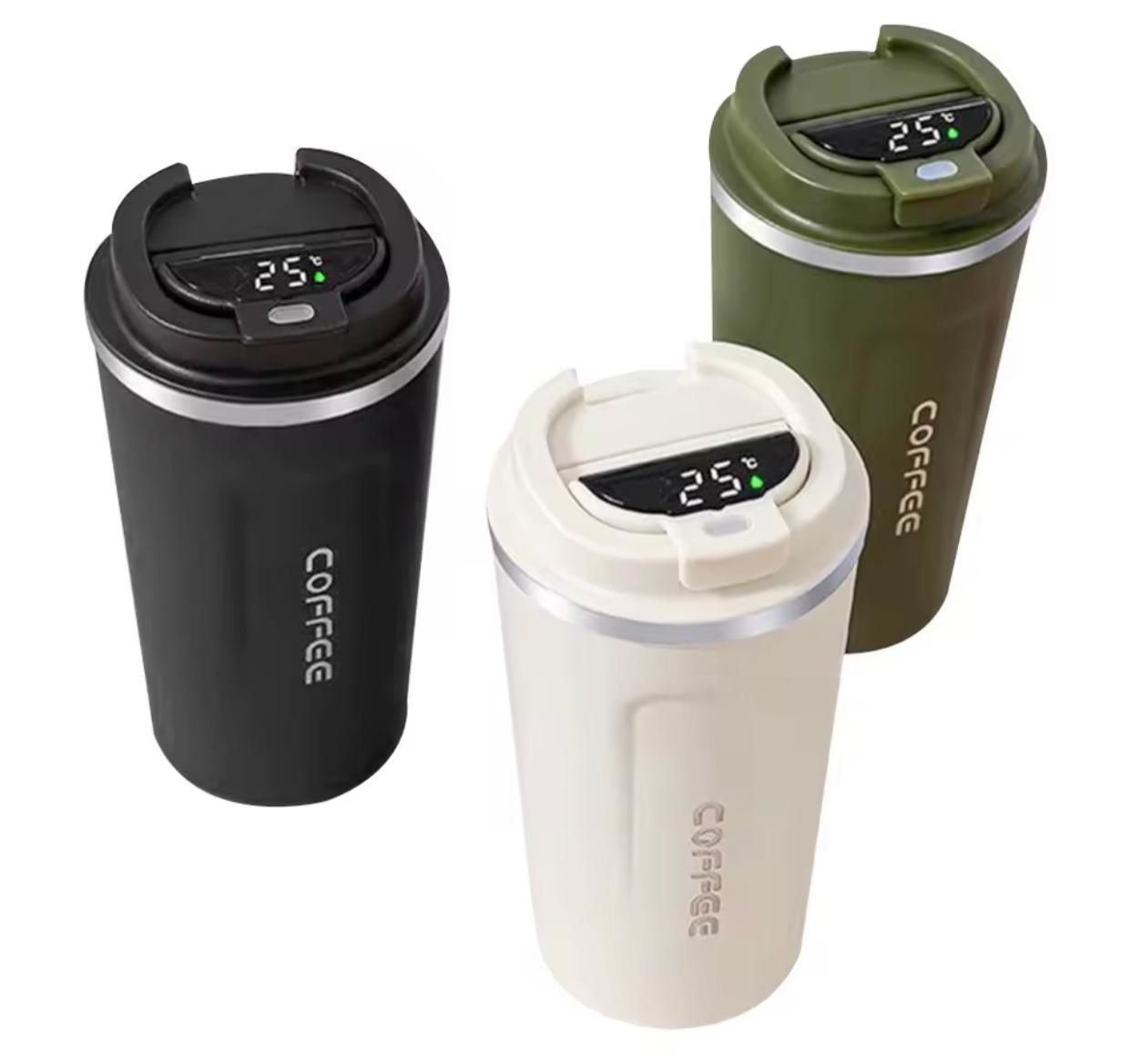 Dijital Isı Göstergeli Coffee Paslanmaz Çelik Termos Mug (380 ml)