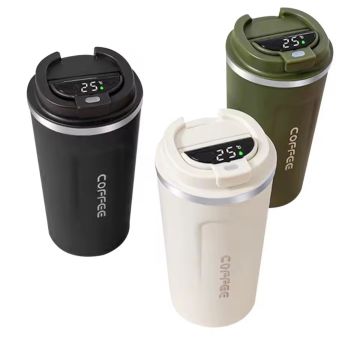 Dijital Isı Göstergeli Coffee Paslanmaz Çelik Termos Mug (380 ml)