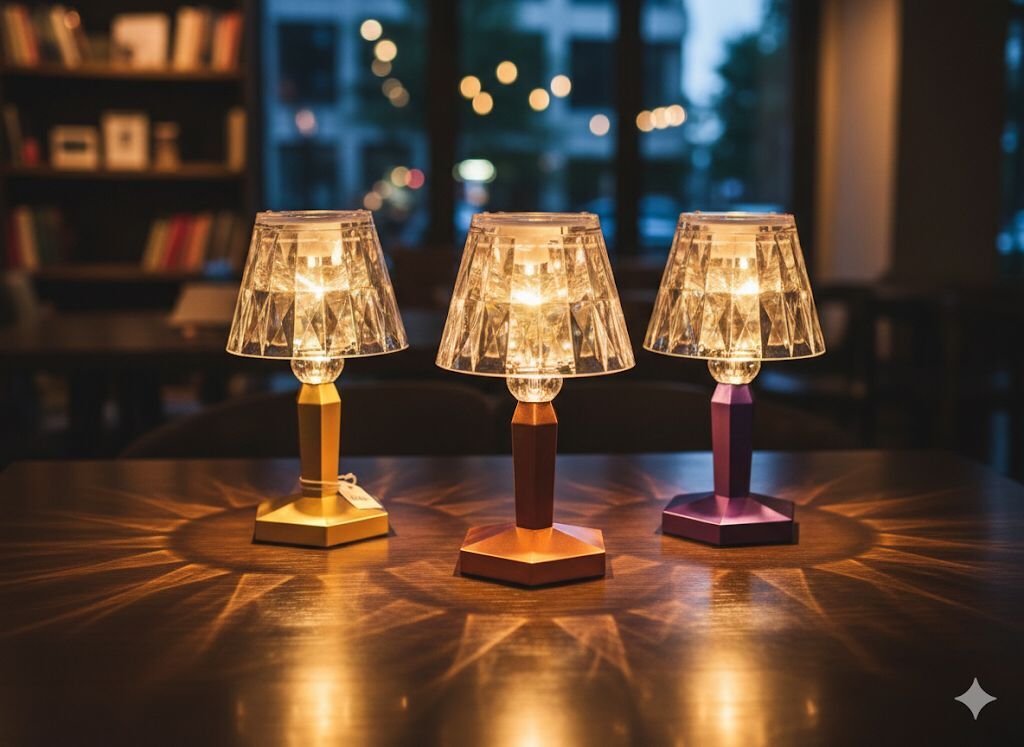 Kristal Başucu Lambası Renkli Gövdeli Şık Masa Lambası (12 cm)