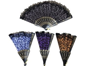 Plastik Leopar Desenli Yelpaze (12 Adet)