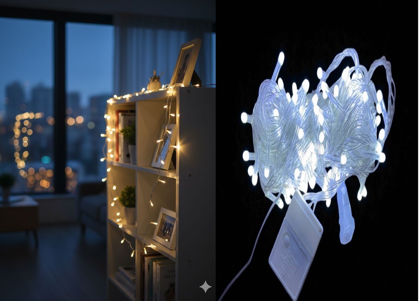 100 LED Damla Beyaz Işık Şeffaf Kablo 8 Fonksiyonlu Lamba (10 Mt)