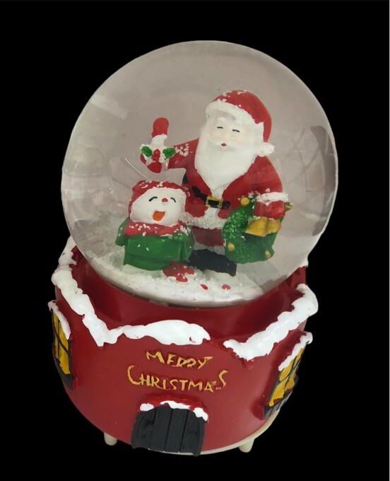 Noel Baba & Kardan Adam Kar Püskürtmeli Müzikli Cam Kar Küresi