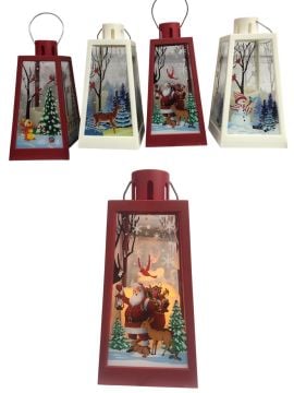 Yılbaşı Noel Baba Geyik Kardan Adam Işıklı Fener Biblosu