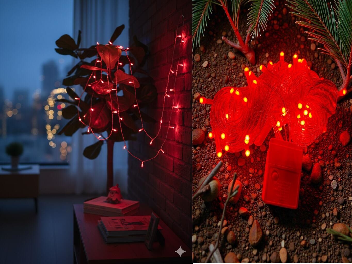 100 LED Kırmızı Damla LED Şeffaf Kablo Dekoratif Aydınlatma (10 mt)