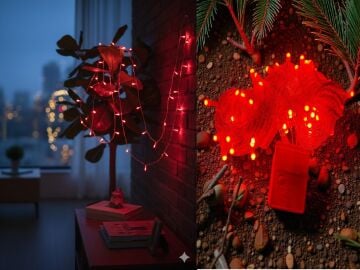 100 LED Kırmızı Damla LED Şeffaf Kablo Dekoratif Aydınlatma (10 mt)