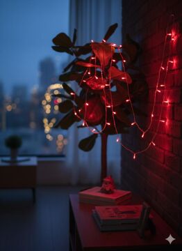 100 LED Kırmızı Damla LED Şeffaf Kablo Dekoratif Aydınlatma (10 mt)