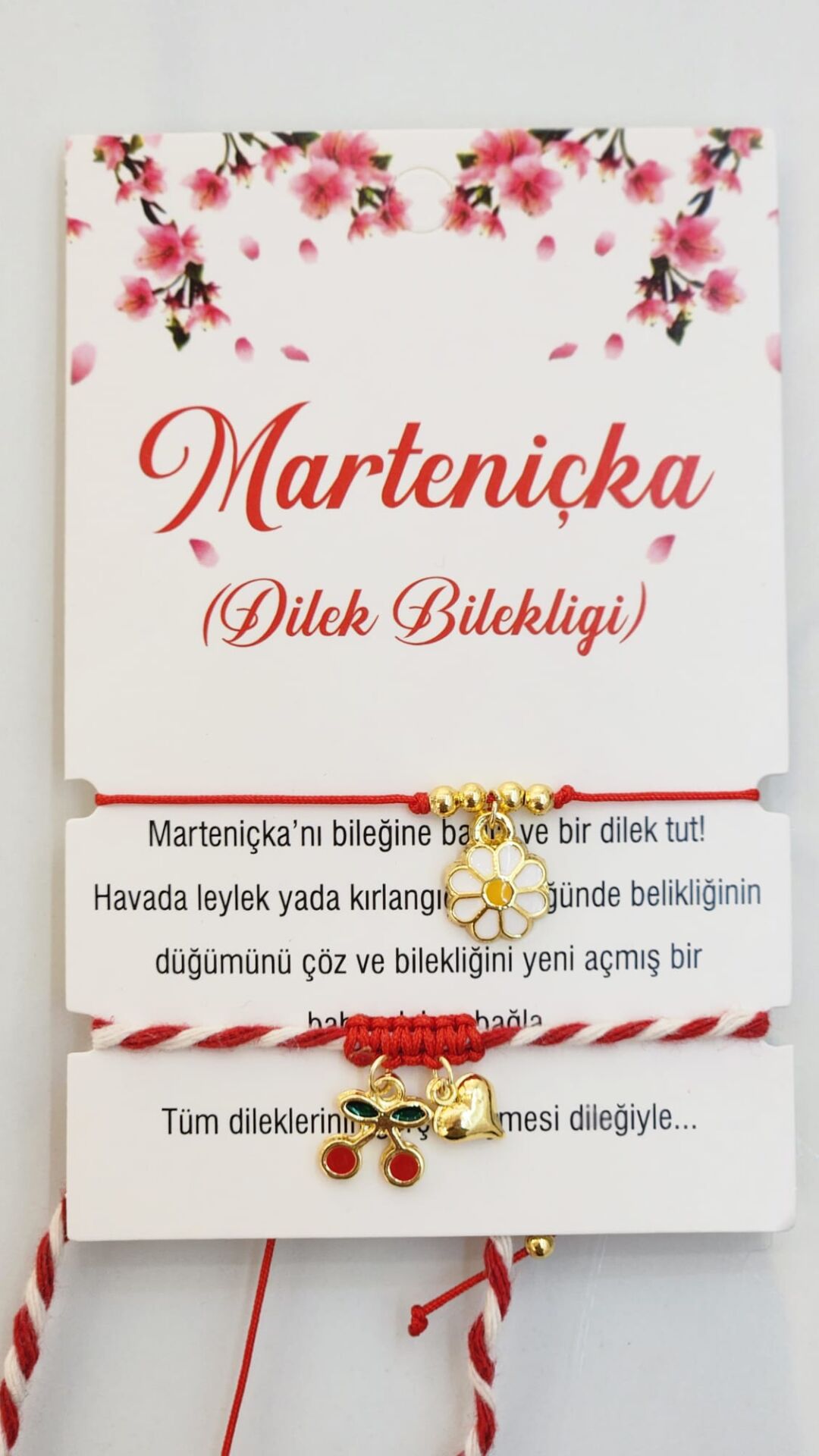 Marteniçka Kartlı Kalpli Dilek ve Şans Bilekliği