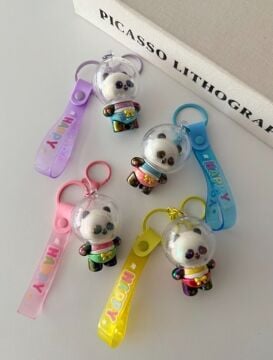 Panda Happy Tasarımlı Anahtarlık Ve Çanta Süsü