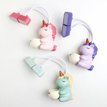 Sevimli Boynuzlu At Karakterli Kalemlikli Masa Lambası