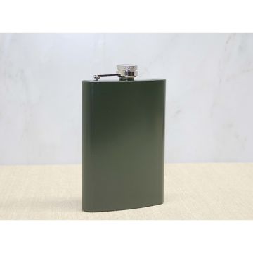 9 oz Haki Yeşil Paslanmaz Çelik Kanyak İçki Matarası