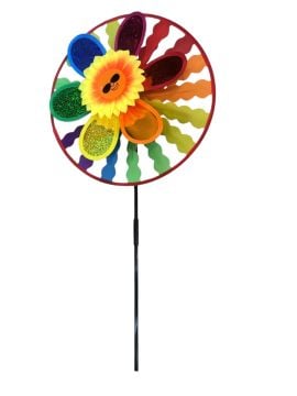 Renkli Çift Kanatlı Güneş Figürlü Rüzgar Gülü