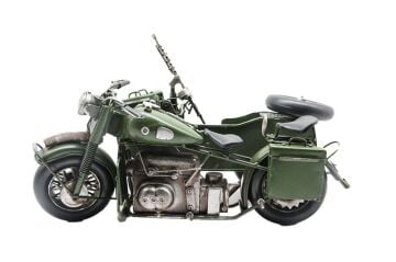 Dekoratif Metal Askerî Sidecar Motosiklet