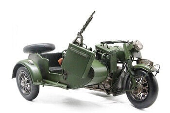 Dekoratif Metal Askerî Sidecar Motosiklet