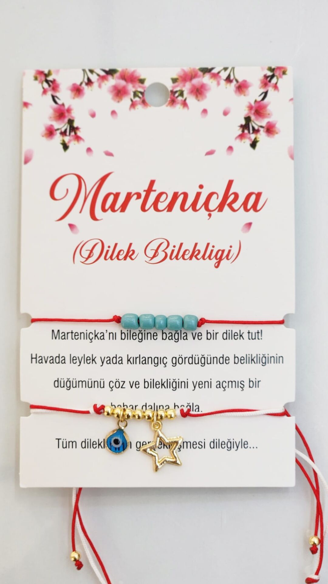 Marteniçka Kartlı Boncuklu Yıldızlı Dilek ve Şans Bilekliği
