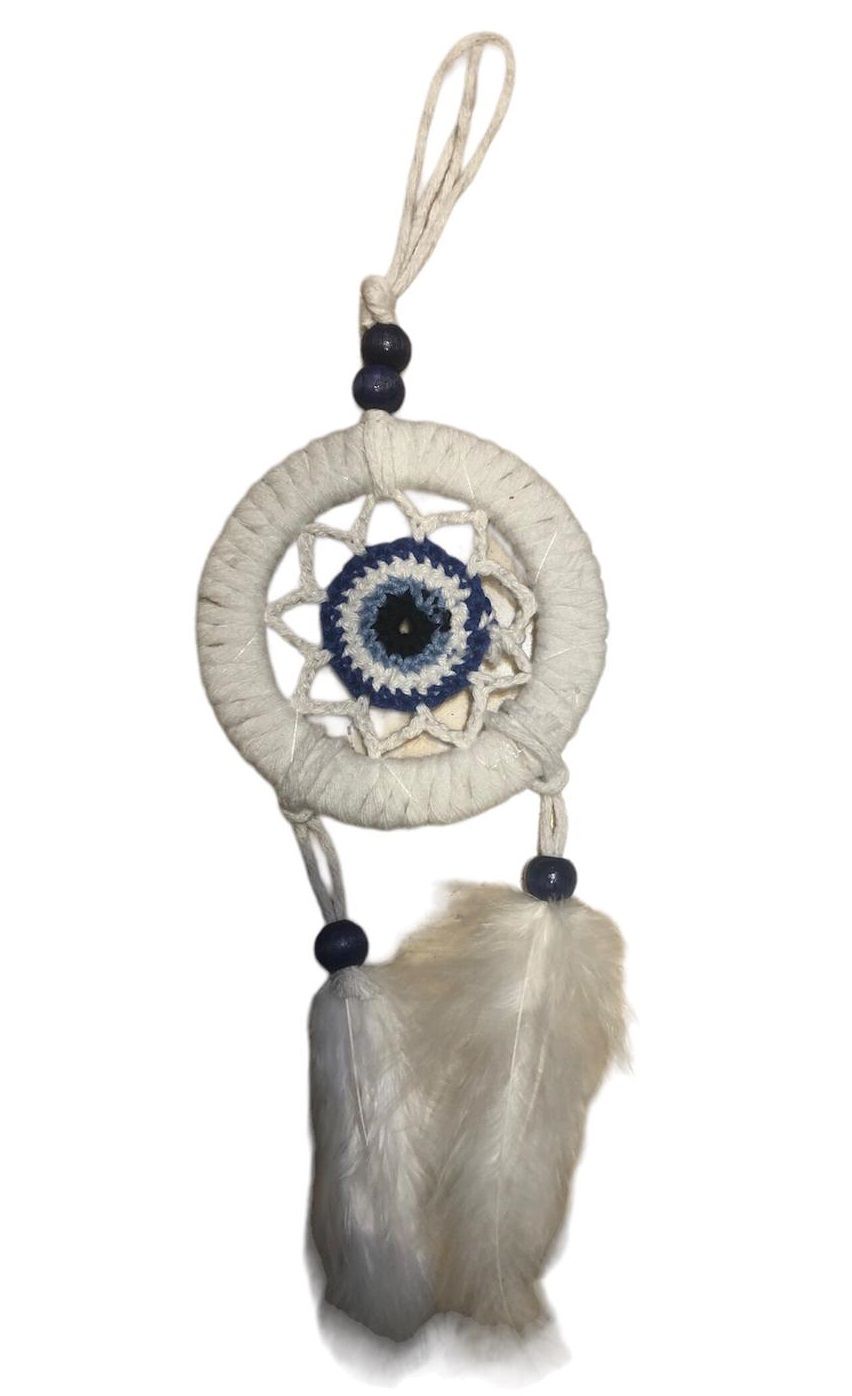 Beyaz Boncuklu Rüya Düş Kapanı Dream Catcher (8cmx26cm)