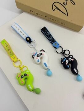 Panda Soru İşareti Tasarımlı Anahtarlık Ve Çanta Süsü