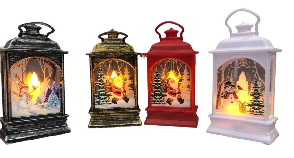 Dekoratif Işıklı Noel Baba Kardan Adam Kandil Lamba Noel Hediyesi