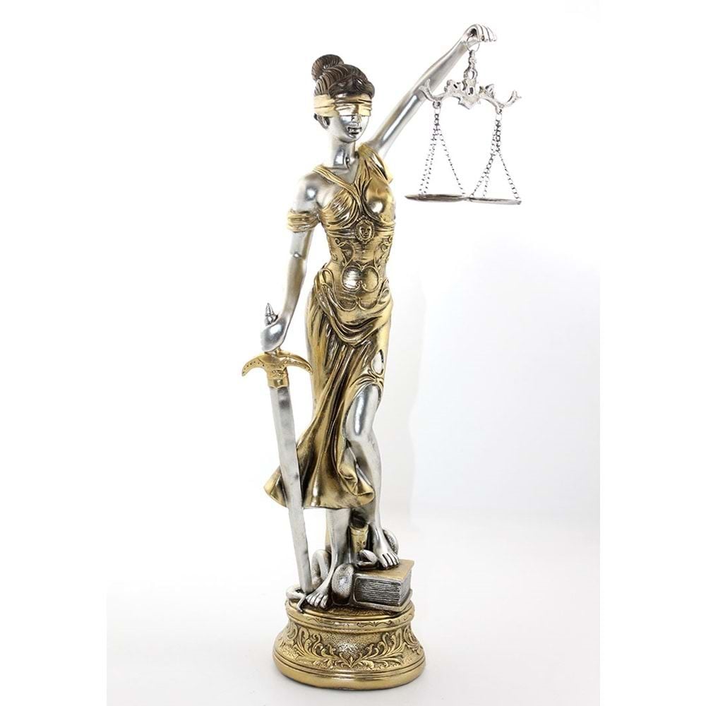 Polyester Terazili Adalet Tanrıçası Heykeli Biblosu (55cm)