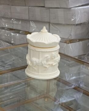 Dekoratif Seramik Kapaklı Sarı Kabartmalı Atlı Karınca Alçı Mum