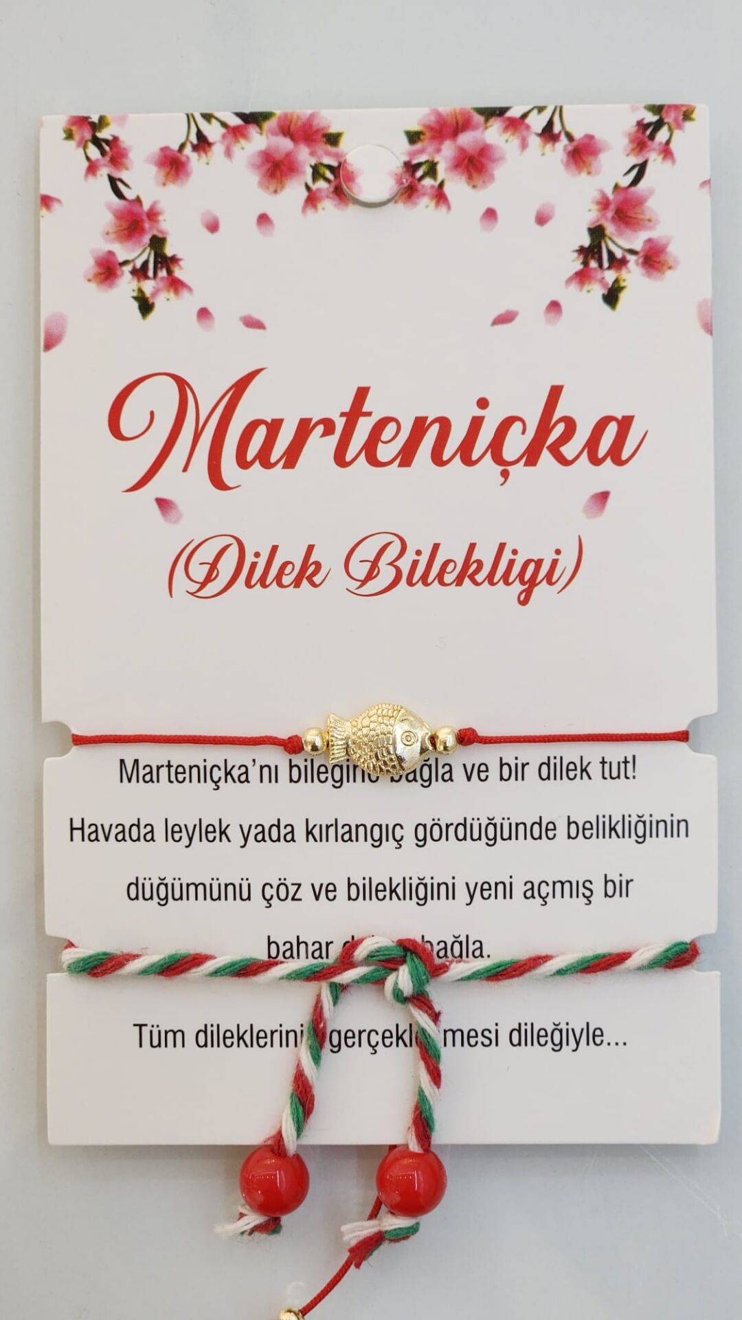 Marteniçka Kartlı Balıklı Boncuklu Dilek ve Şans Bilekliği