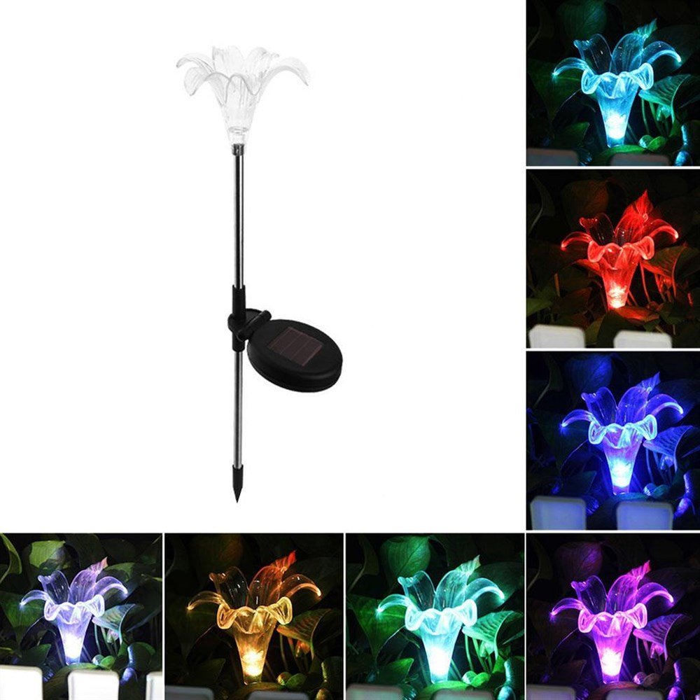 Solar Dekoratif Rgb Renkli Zambak Bahçe Lambası (2 Adet)