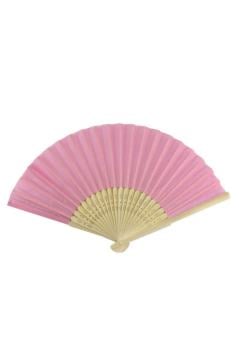 Ahşap Saplı Kağıt Yelpaze Pembe (12 Adet)