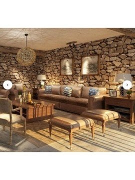 Kırmızı Taş Duvar Desenli 3D Duvar Kaplama Kağıdı (3 Metre)