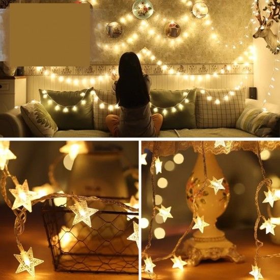 20'Li Dekoratif Yıldız Aydınlatma Pilli Led Lamba (3 mt)