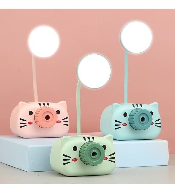 Usb Şarjlı Kedili Kalemlikli Masa Lambası