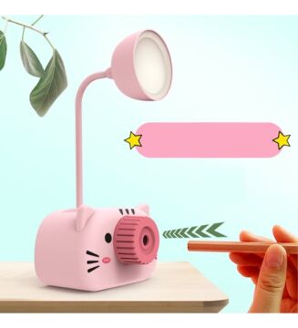 Usb Şarjlı Kedili Kalemlikli Masa Lambası