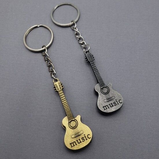 Gitar Tasarımlı Eskitme Metal Anahtarlık