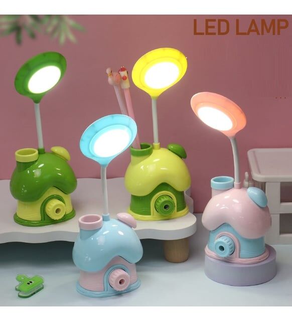 Usb Şarjlı Şirin Ev Kalemlikli Masa Lambası