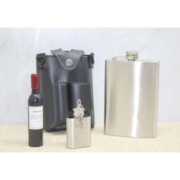 Deri Çantalı Magnet Tirbuşonlu 2 Mataralı Seti