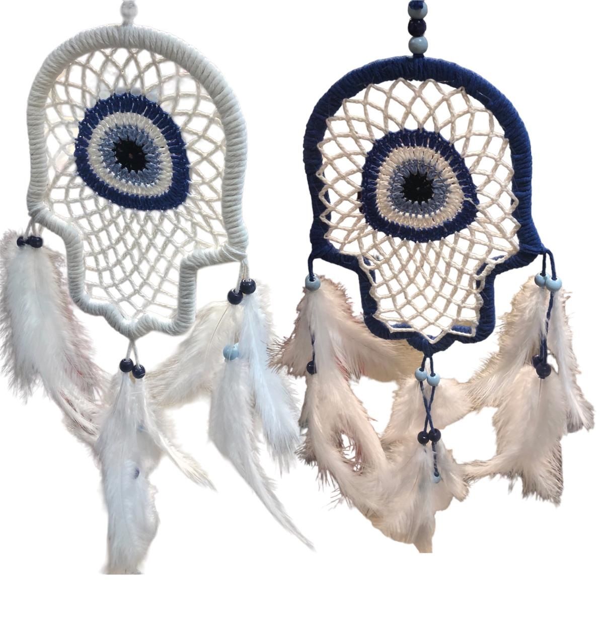 Büyük Mavi Beyaz Rüya Düş Kapanı Dream Catcher (16cmx58cm)