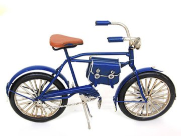 Dekoratif Metal Çantalı Bisiklet Mavi