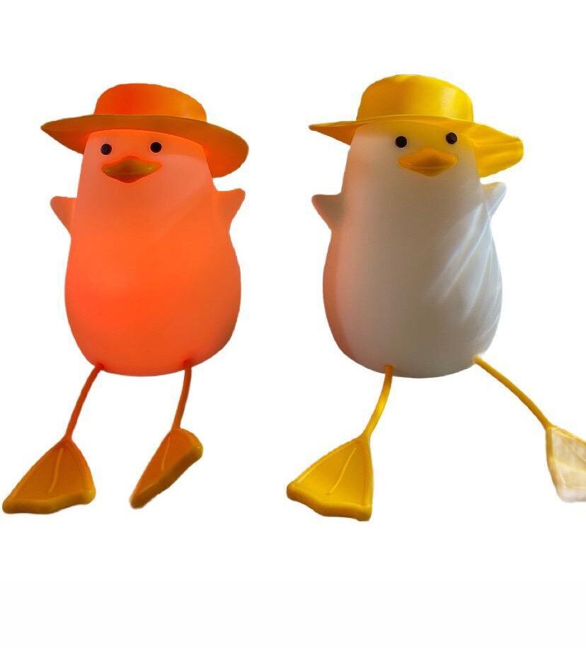 Şapkalı Ördek Silikon Şarjlı Dekoratif Gece Masa Lambası