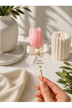 Lale Tasarımlı Mum Hediyelik Nişan Hediyesi